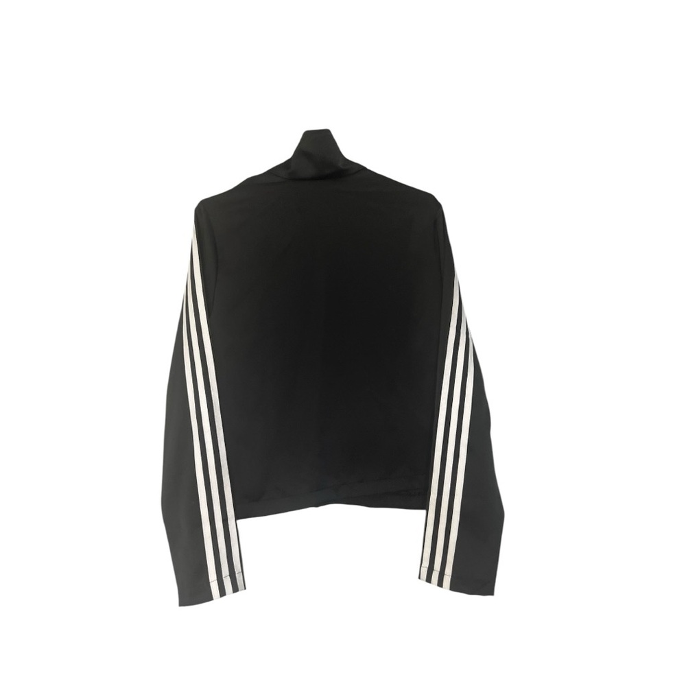 adidas Originals womens RARE Black Satin jacket sz L - Picture 3 of 6